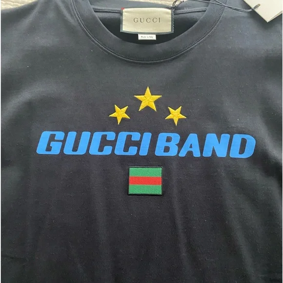 NWT Gucci Band Green Red Web Logo Star Black Oversize S/S Tee T 